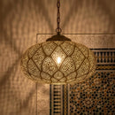 Gold Moroccan Ceiling Pendant Light, Handmade Brass Hanging Lamp, Elegant Home Lighting