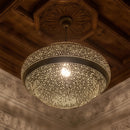Moroccan Pendant Light, Handmade Brass Ceiling Lamp, Gold Hanging Fixture for Home