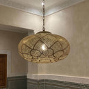 Moroccan Brass Ceiling Pendant, Gold Hanging Light, Handmade Decorative Lamp for Home