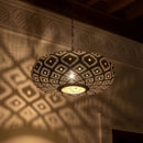 Moroccan Brass Pendant Light, Handmade Gold Hanging Lamp, Oversized Art Deco Ceiling Light for Kitchen Island Dining Room