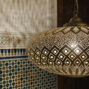 Handmade Moroccan Brass Pendant Light, Gold Hanging Ceiling Lamp Fixture