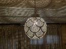 Moroccan Brass Pendant, Round Boho Ceiling Light, Arabesque Filigree Pendant, Handmade Gold Ceiling Lamp