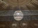 Moroccan Brass Pendant Light, Round Filigree Brass Pendant, Boho Ceiling Light, Arabesque Pendant, Gold Ceiling Lamp