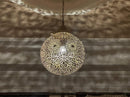 Round Moroccan Pendant Light, Brass Pendant, Boho Ceiling Light, Arabesque Pendant, Filigree Pendant, Gold Ceiling Lamp