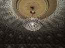 Moroccan Brass Large Globe Pendant Light, Boho Dining Room Pendant Light, Black and Brass Kitchen Island Light Fixture