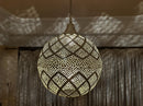 Moroccan Brass Pendant Light, Boho Ceiling Light, Arabesque Filigree Pendant, Gold Ceiling Lamp, Handmade Globe