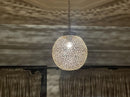 Moroccan Brass Pendant Light, Filigree Globe Brass Pendant, Boho Ceiling Light, Arabesque Gold Ceiling Lamp, Pierced Moroccan Pendant