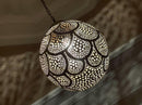 Moroccan Brass Pendant, Round Boho Ceiling Light, Arabesque Filigree Pendant, Handmade Gold Ceiling Lamp