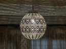 Moroccan Brass Pendant Light, Round Filigree Brass Pendant, Boho Ceiling Light, Arabesque Pendant, Gold Ceiling Lamp
