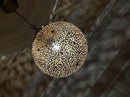 Round Moroccan Pendant Light, Brass Pendant, Boho Ceiling Light, Arabesque Pendant, Filigree Pendant, Gold Ceiling Lamp