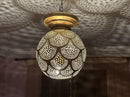 Moroccan Pendant Light, Brass Pendant Globe, Boho Ceiling Light, Arabesque Filigree Pendant, Gold Ceiling Lamp