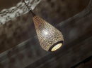 Moroccan Pendant Light, Brass Pendant, Teardrop Filigree Pendant, Boho Ceiling Light, Arabesque Pendant, Gold Ceiling Lamp