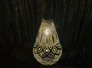Moroccan Brass Pendant Light, Teardrop Filigree Brass Pendant, Boho Ceiling Light, Arabesque Gold Ceiling Lamp