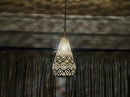 Moroccan Brass Pendant Light, Teardrop Filigree Brass Pendant, Boho Ceiling Light, Arabesque Gold Ceiling Lamp
